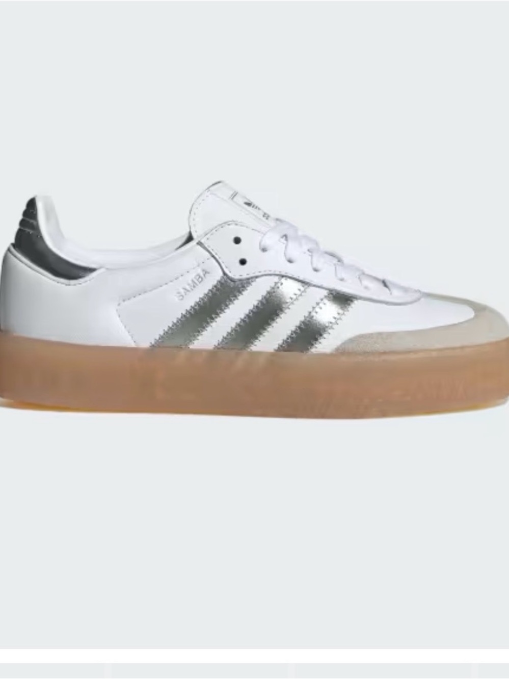 adidas Sambae Platform Sneakers - White with Silver and Gum Sole